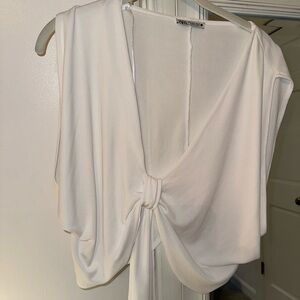 Zara Elegant White Draped Top